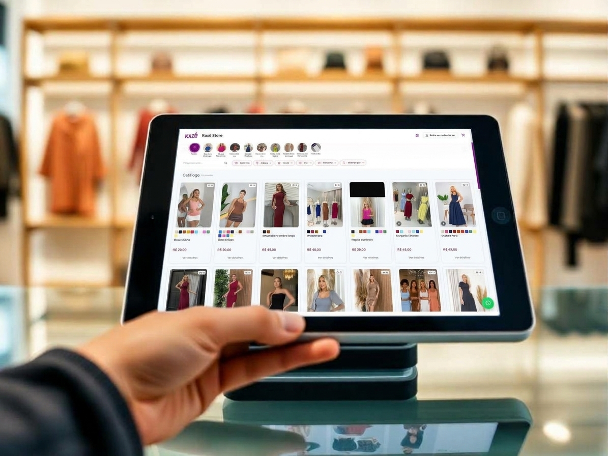 Catálogo digital de moda em tablet
