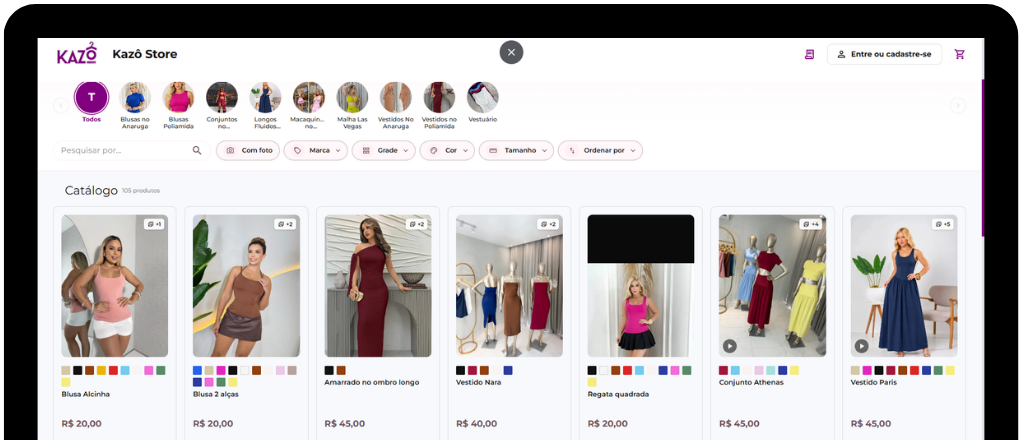 Catálogo digital da Kazô Store com os produtos da loja
